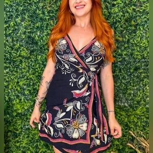 FARM Rio Black Floral Mini Dress Size L